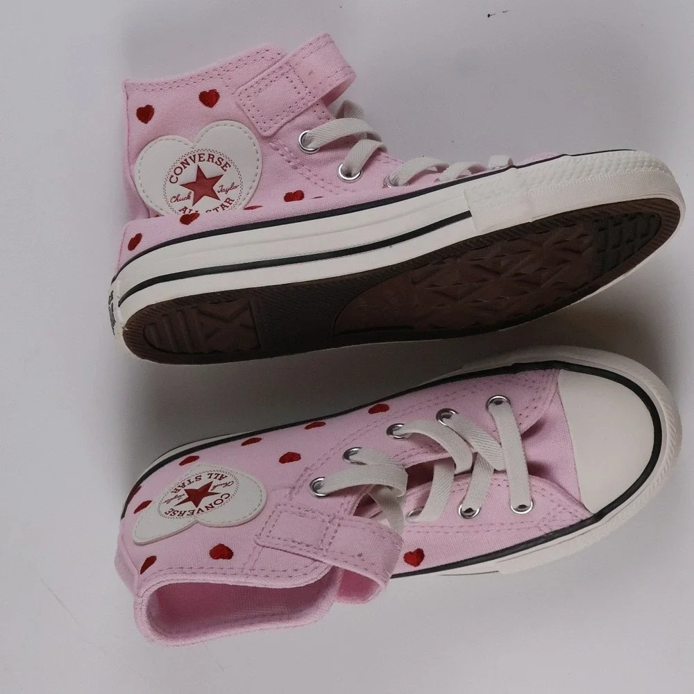 Converse Chuck Taylor All Star 1V Hi Pink Red Heart Youth 13 Canvas NEW